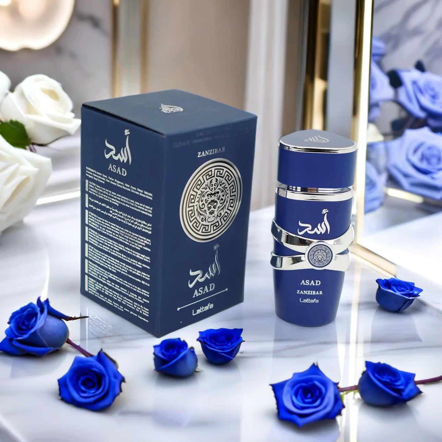 Lattafa Asad Zanzibar Blue Edition For Men Eau de Parfum Spray 3.4 Ounce Spicy Fragrance Warm Note Of Vanilla Christmas Gift