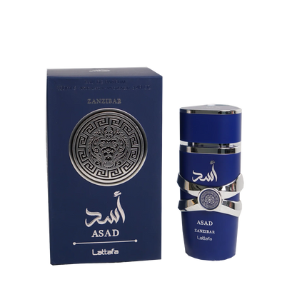 Lattafa Asad Zanzibar Blue Edition For Men Eau de Parfum Spray 3.4 Ounce Spicy Fragrance Warm Note Of Vanilla Christmas Gift