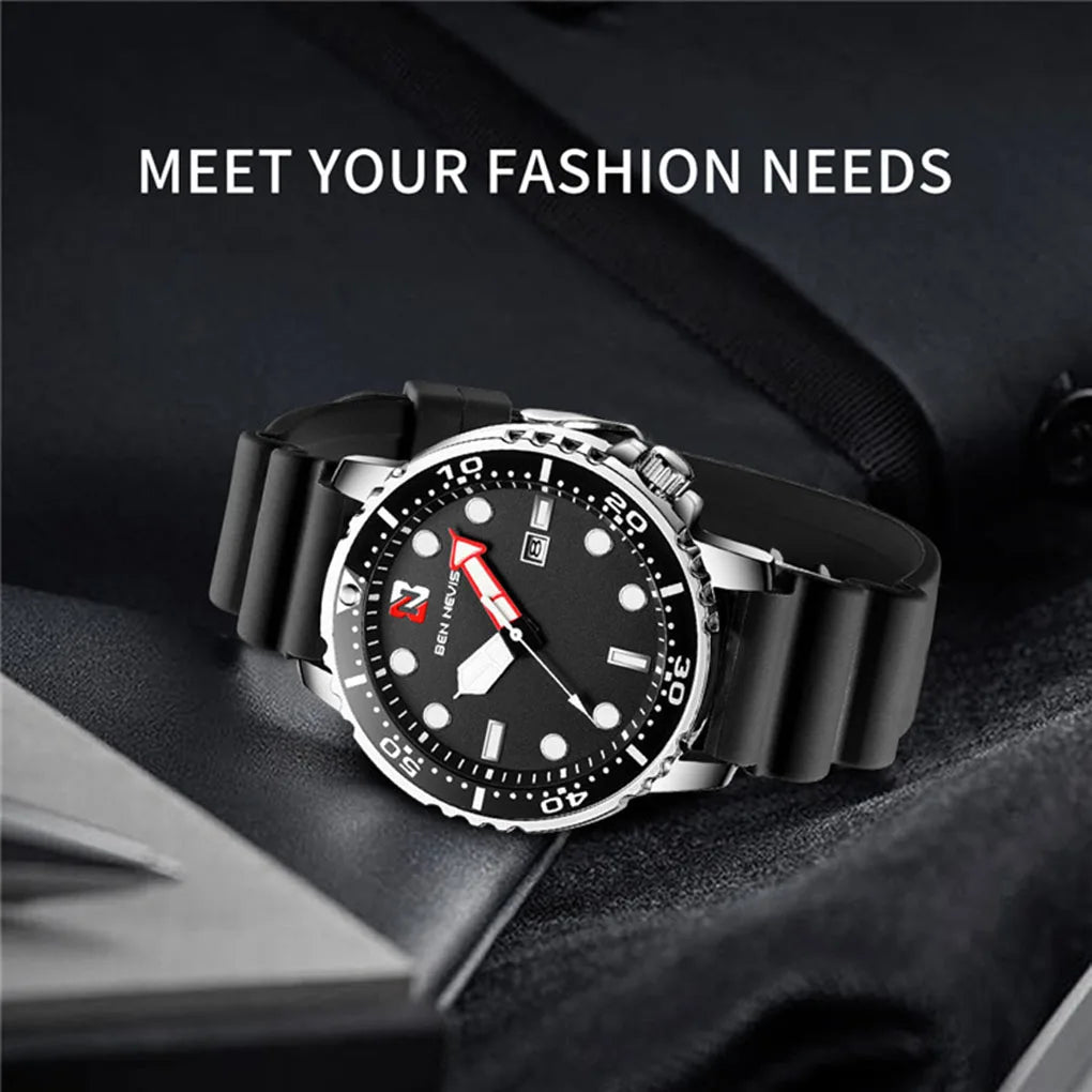 Men Watch Dress Ornament Chic Solid Color Multifunctional Man Wristwatch Festival Gift Fashion Accessory Time Reminding Device