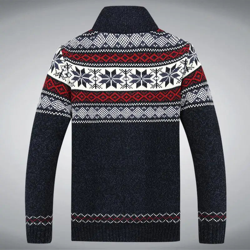 2021 Winter Sweater Male Thicken Fleece Men Cardigan Cotton Knitted Jacquard Men's Sweater coat Size S -3XL