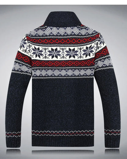 2021 Winter Sweater Male Thicken Fleece Men Cardigan Cotton Knitted Jacquard Men's Sweater coat Size S -3XL