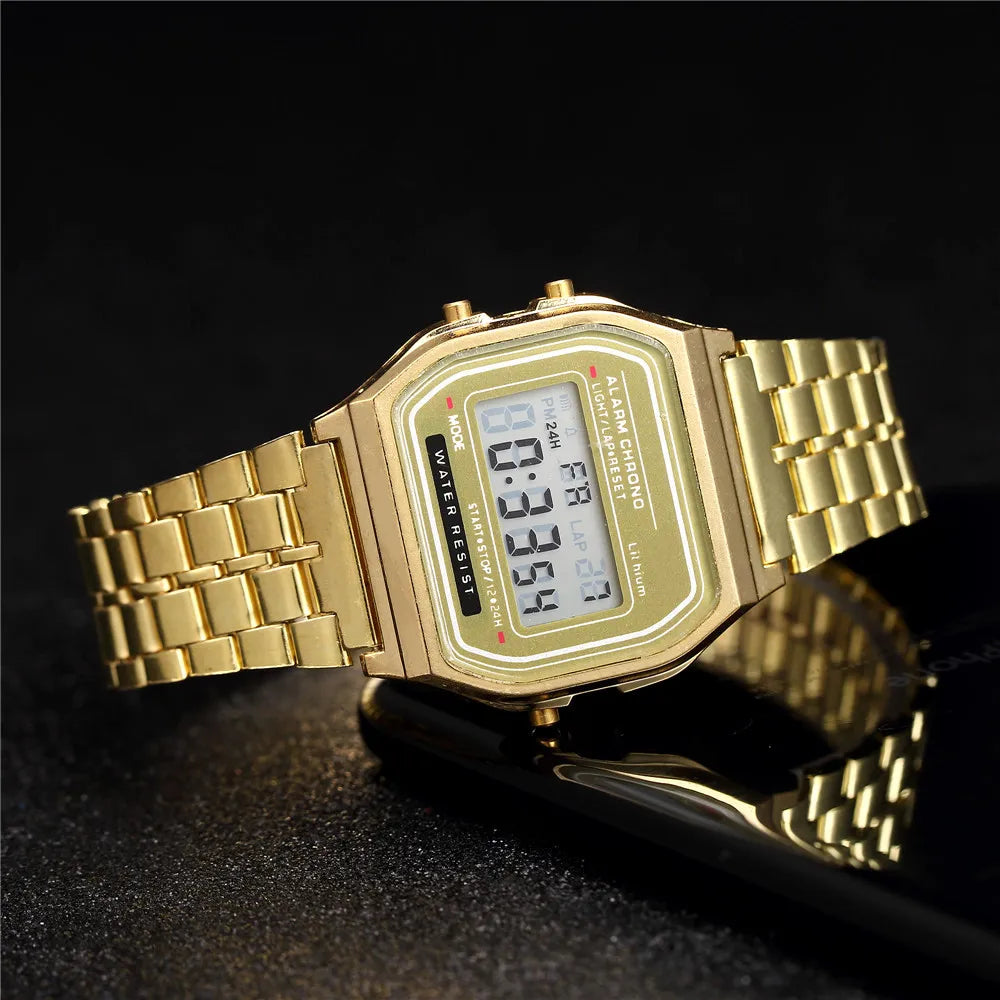 Sport Watch Men Digital Led Fashion Luxury Stainless Steel Square Wristwatch Electronic Womens Watches Male Clock Reloj Hombre