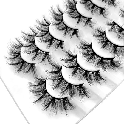 NEW 5/6/7/8 Pairs Natural Long Mink False Eyelashes Cross Dense Handmade Cotton Stalk 25mm Lashes Make-up Mink Beauty Eyelashes