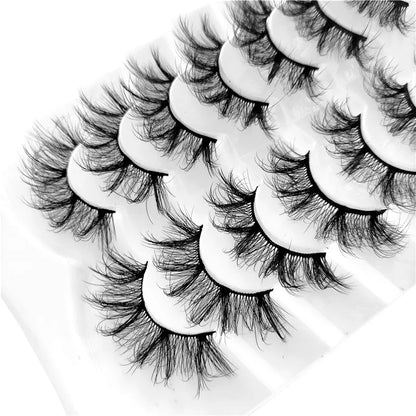 NEW 5/6/7/8 Pairs Natural Long Mink False Eyelashes Cross Dense Handmade Cotton Stalk 25mm Lashes Make-up Mink Beauty Eyelashes