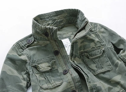 Military Denim Jacket Men Retro Camo Multi-pockets Mens Cowboy Jackets Fashion Cargo Jeans Coats Jaqueta Masculina Size S-2XL