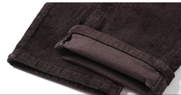 Autumn Winter Men`s Thick Warm Corduroy Pants Fleece Trousers Male Casual Business Style Long Jeans Men