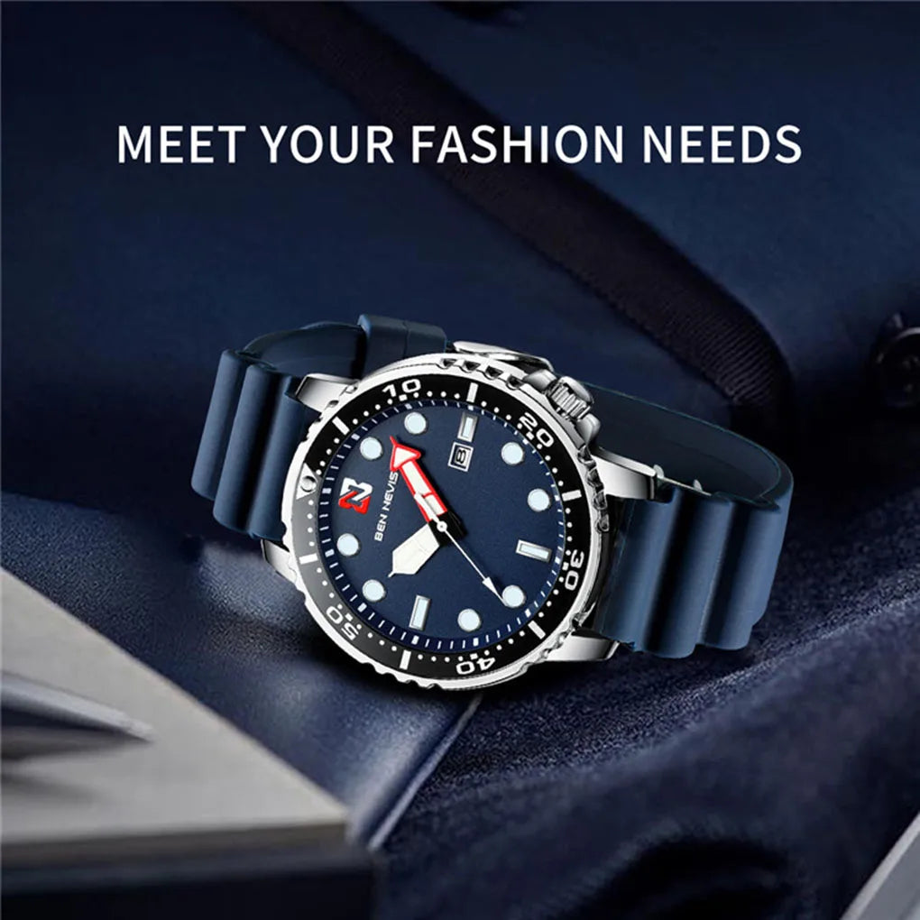 Men Watch Dress Ornament Chic Solid Color Multifunctional Man Wristwatch Festival Gift Fashion Accessory Time Reminding Device