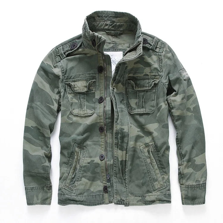 Military Denim Jacket Men Retro Camo Multi-pockets Mens Cowboy Jackets Fashion Cargo Jeans Coats Jaqueta Masculina Size S-2XL