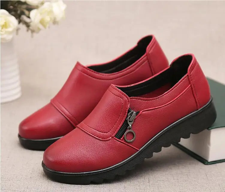 GKTINOO New Autumn Women's Shoes Fashion Casual Women Leather Flat Shoes Ladies Slip On Comfortable Black Work shoes Flats