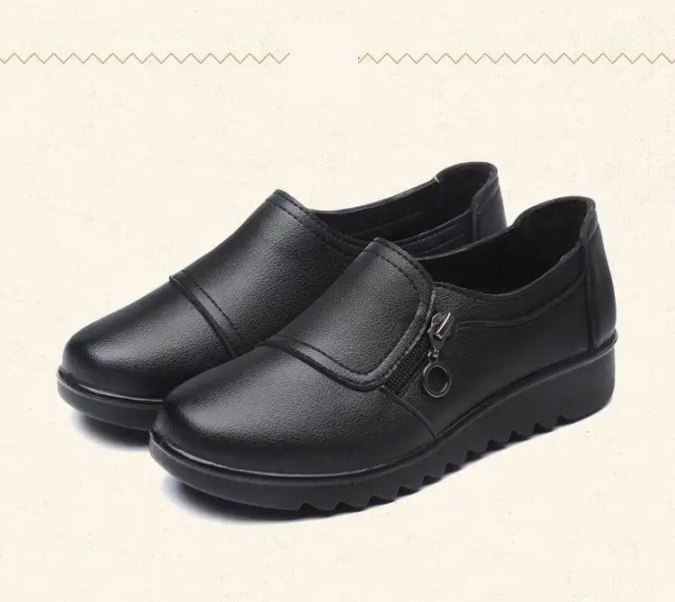 GKTINOO New Autumn Women's Shoes Fashion Casual Women Leather Flat Shoes Ladies Slip On Comfortable Black Work shoes Flats