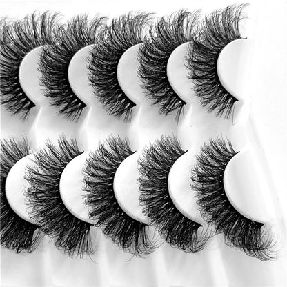 NEW 5/6/7/8 Pairs Natural Long Mink False Eyelashes Cross Dense Handmade Cotton Stalk 25mm Lashes Make-up Mink Beauty Eyelashes