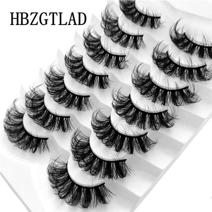 NEW 5/6/7/8 Pairs Natural Long Mink False Eyelashes Cross Dense Handmade Cotton Stalk 25mm Lashes Make-up Mink Beauty Eyelashes