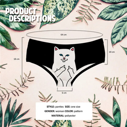 DeanFire Super Soft Women 3D Panties Underwear CAT Meow Kitty Funny Print Kawaii Push Up Briefs Lingerie Thong for Female