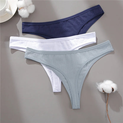 6PCS/Set Cotton Panties G-String Women Panties Sexy Underwear Female Lingerie Thong Briefs for Woman Solid Color Intimate Pantys