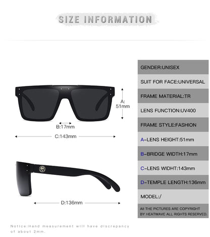 NEW High quality luxury Heat Wave brand Polarized sunglasses square Conjoined lens Women men sun glasses UV400