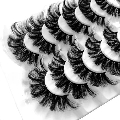 NEW 5/6/7/8 Pairs Natural Long Mink False Eyelashes Cross Dense Handmade Cotton Stalk 25mm Lashes Make-up Mink Beauty Eyelashes