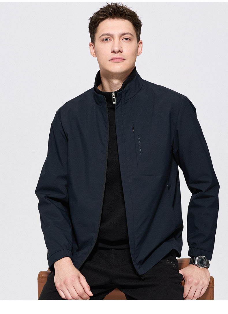 Dance with Wolf Stand Collar Jacket Men 2025 Spring New Arrival Work Clothing Administrative Business All-Match Easy to Handle Outwear Men