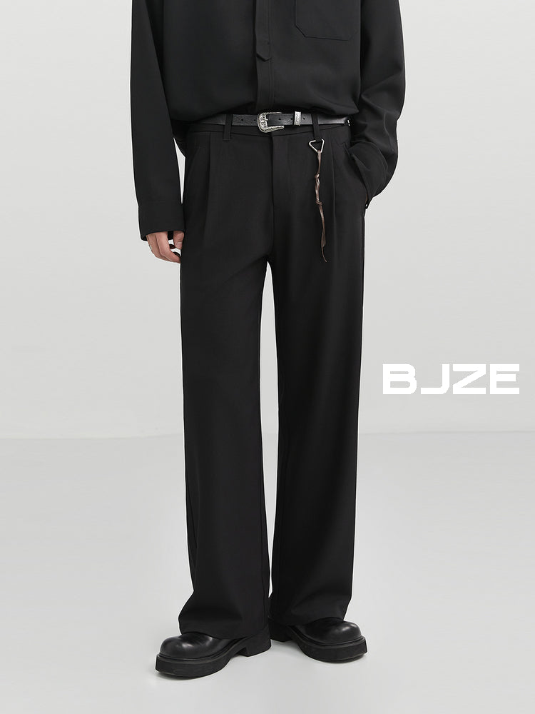 Bjze Men's Wear 24 Autumn New Arrival Fancy Woven Loose Straight Suit Pants K-style Work Clothing Casual Long Pants