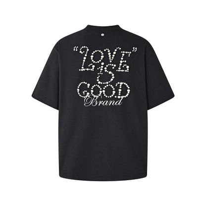 Good 24ss Pearl Couple Short Sleeve Slogan