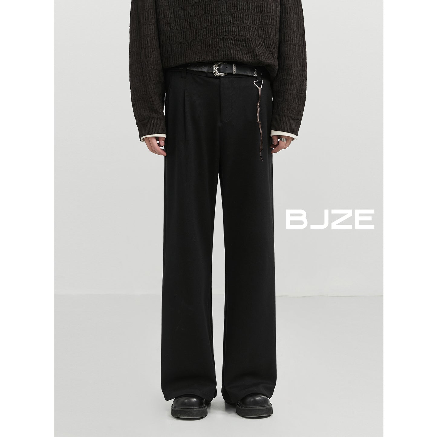 Bjze Men's Wear 24 Autumn New Arrival Fancy Woven Loose Straight Suit Pants K-style Work Clothing Casual Long Pants