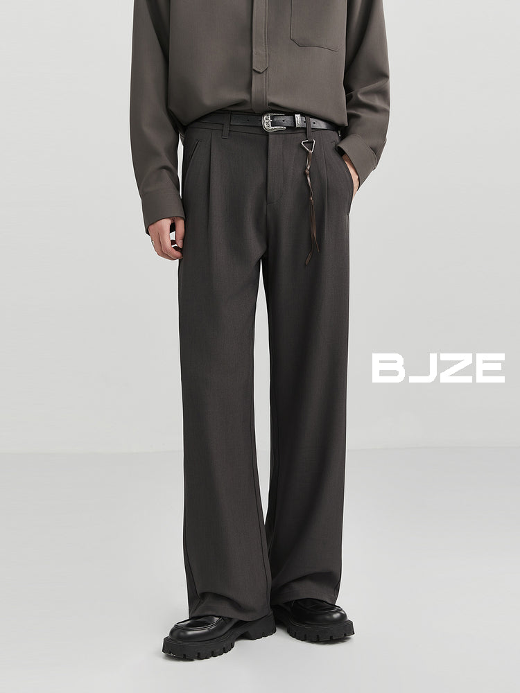 Bjze Men's Wear 24 Autumn New Arrival Fancy Woven Loose Straight Suit Pants K-style Work Clothing Casual Long Pants