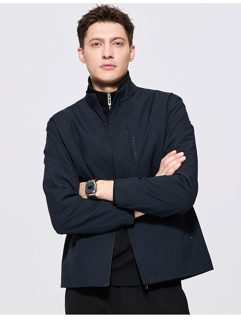 Dance with Wolf Stand Collar Jacket Men 2025 Spring New Arrival Work Clothing Administrative Business All-Match Easy to Handle Outwear Men