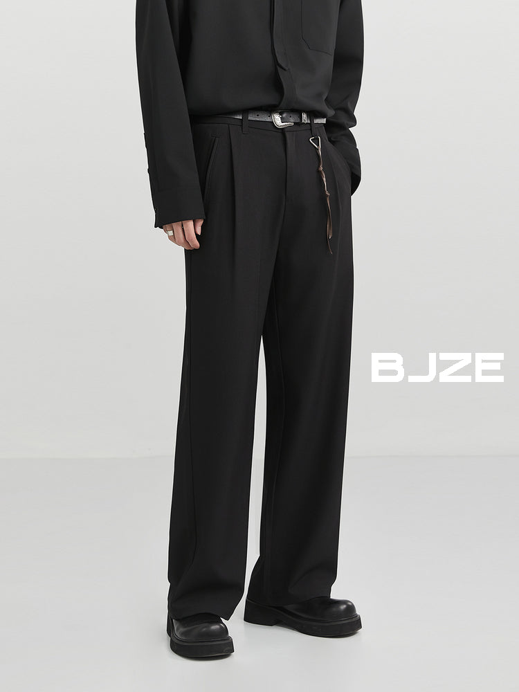 Bjze Men's Wear 24 Autumn New Arrival Fancy Woven Loose Straight Suit Pants K-style Work Clothing Casual Long Pants