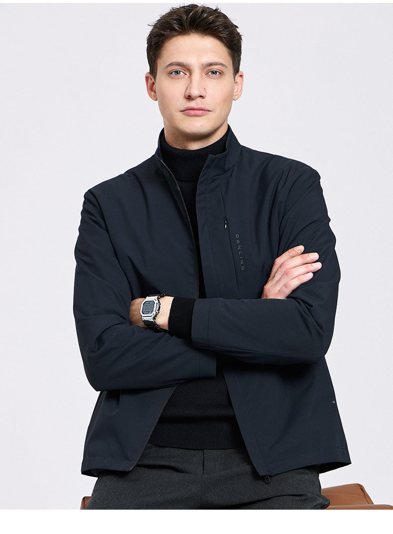 Dance with Wolf Stand Collar Jacket Men 2025 Spring New Arrival Work Clothing Administrative Business All-Match Easy to Handle Outwear Men