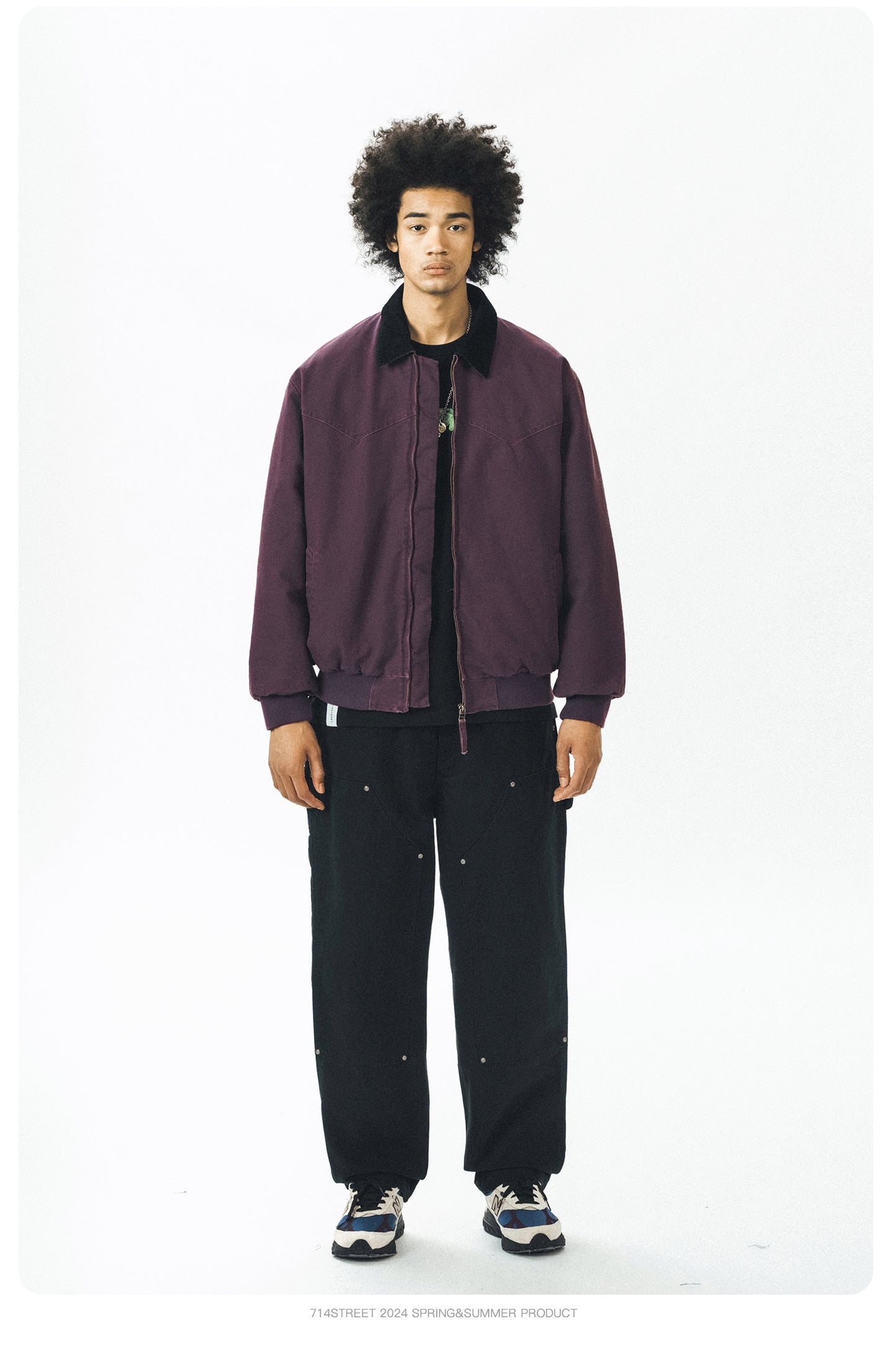 714street Fall and Winter Purple Detroit Cotton Coat