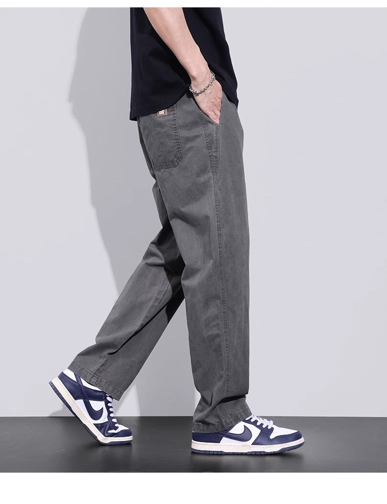 Senma Pure Cotton Loose Straight-leg Men's Spring and Autumn Casual Pants