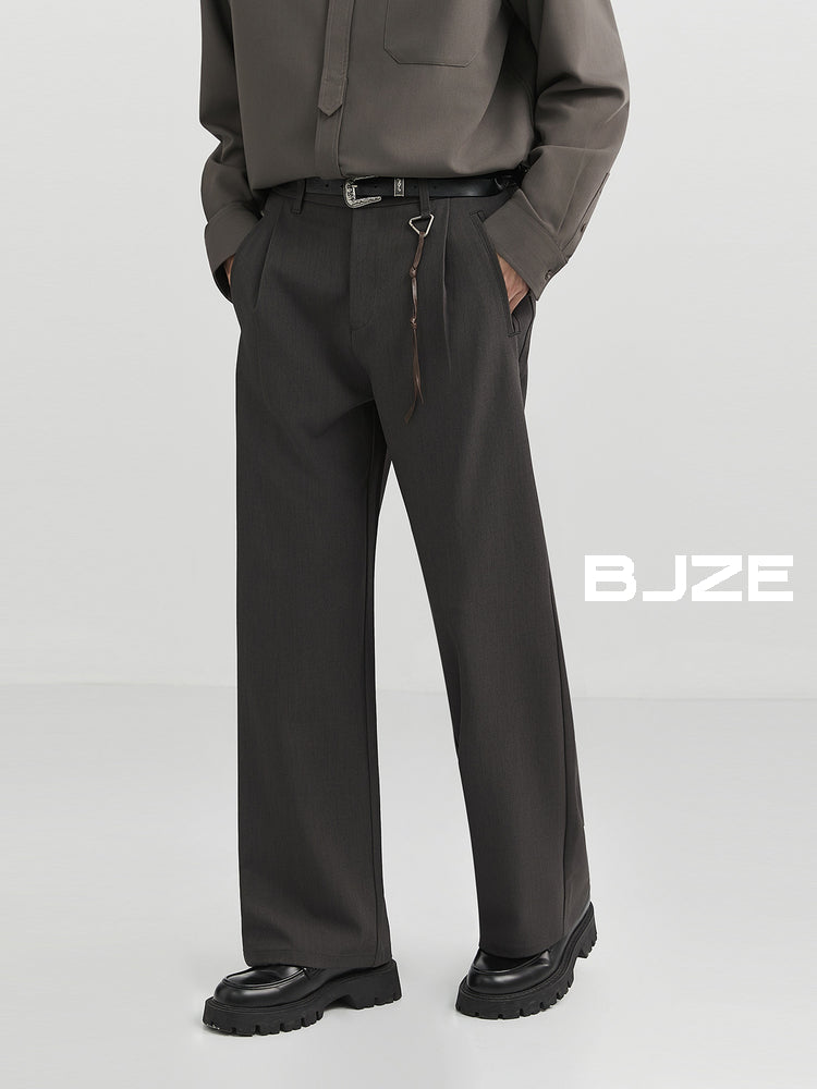 Bjze Men's Wear 24 Autumn New Arrival Fancy Woven Loose Straight Suit Pants K-style Work Clothing Casual Long Pants