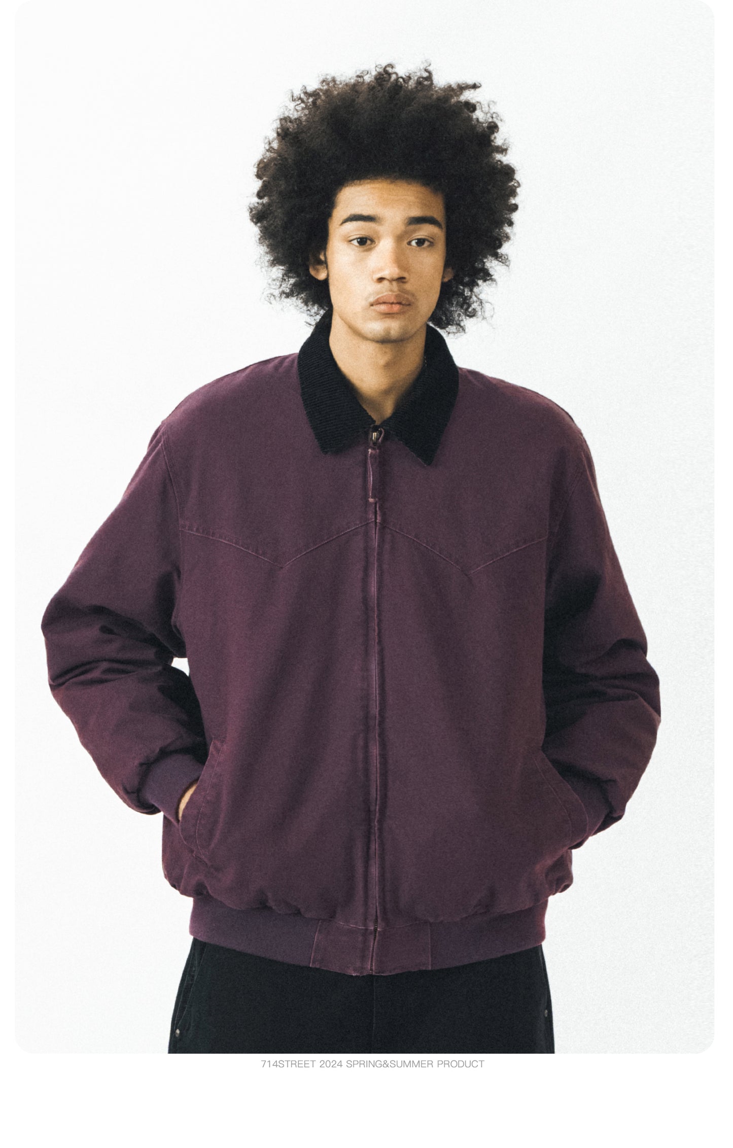 714street Fall and Winter Purple Detroit Cotton Coat