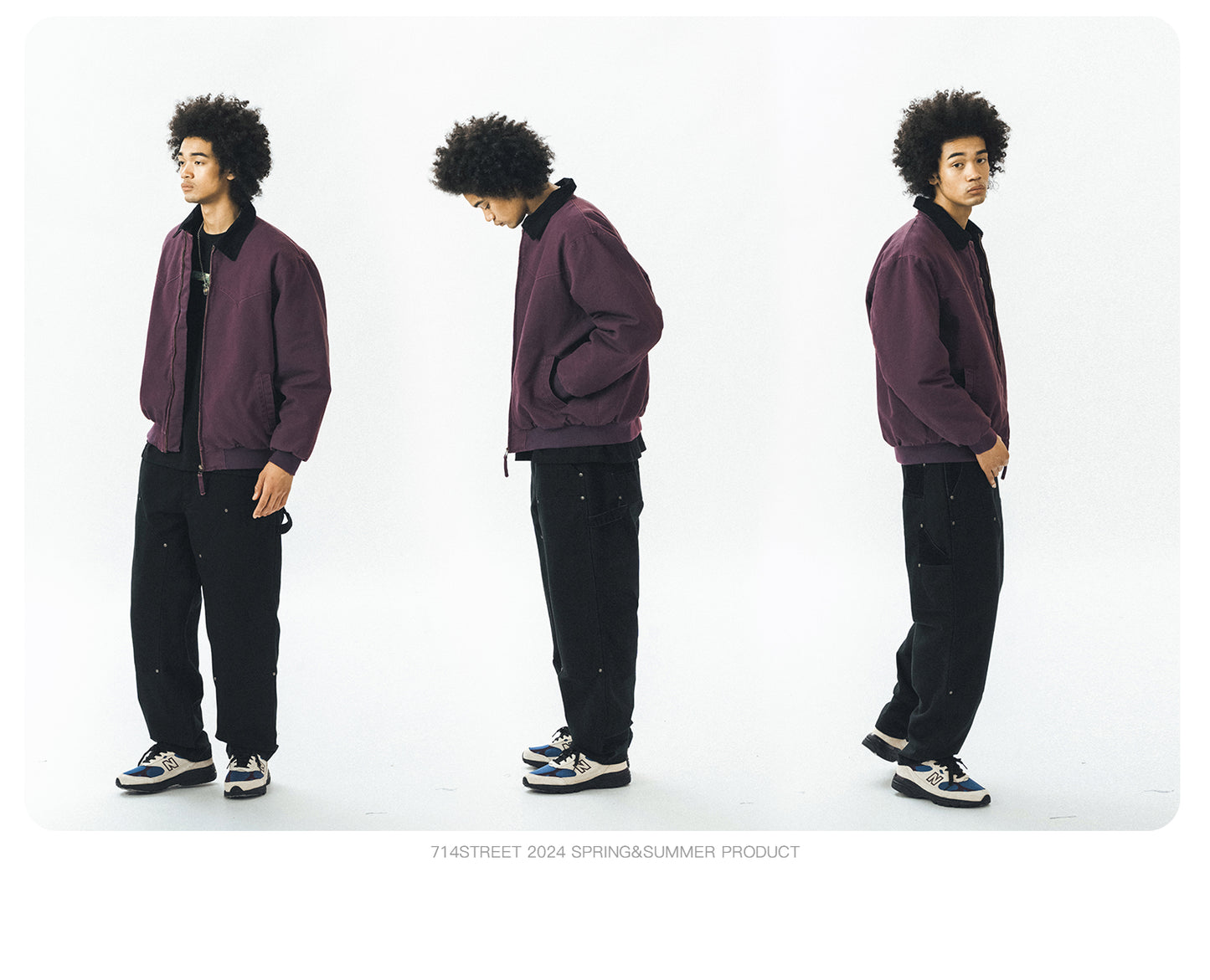 714street Fall and Winter Purple Detroit Cotton Coat