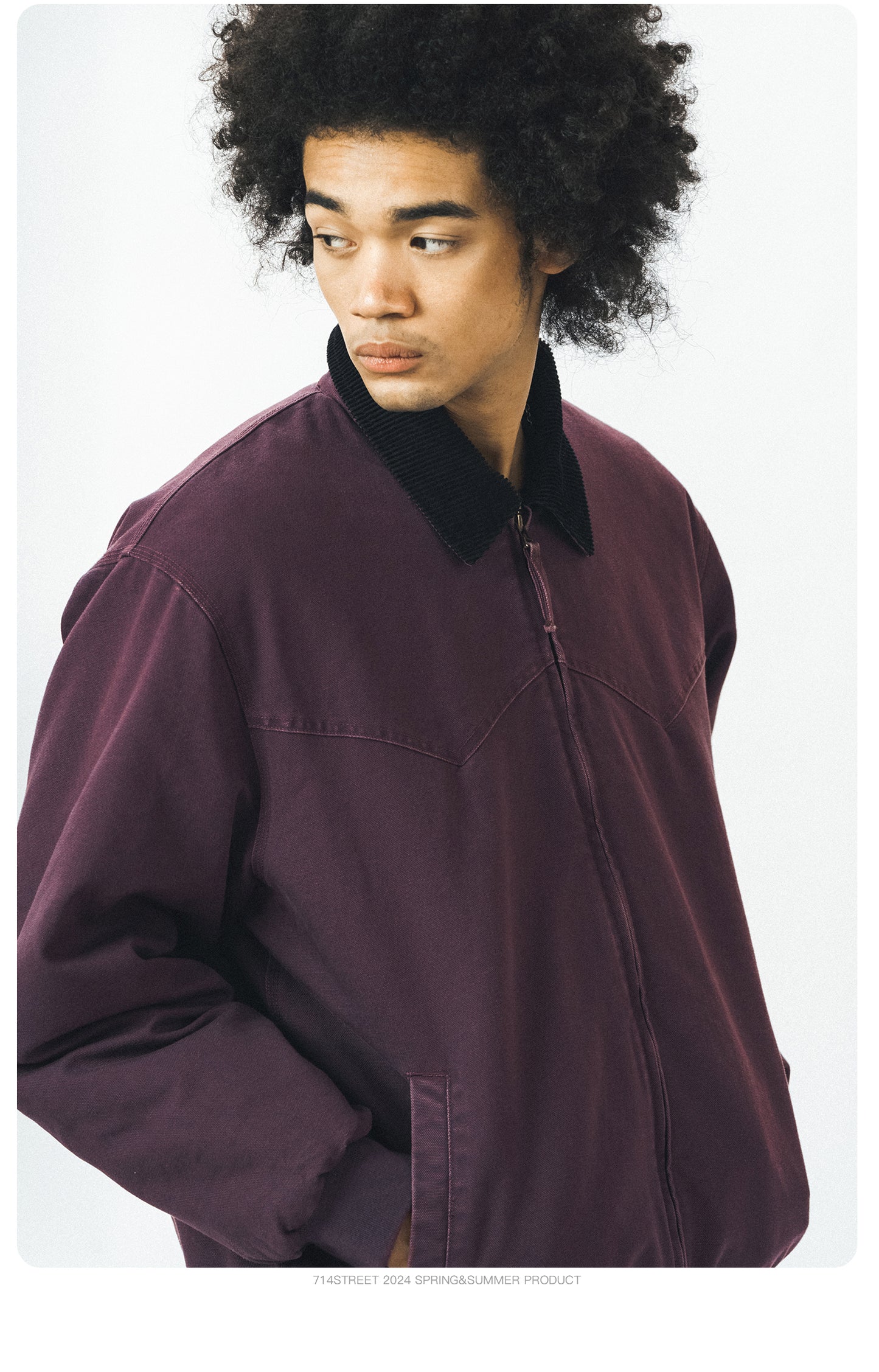 714street Fall and Winter Purple Detroit Cotton Coat