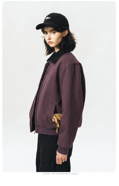 714street Fall and Winter Purple Detroit Cotton Coat