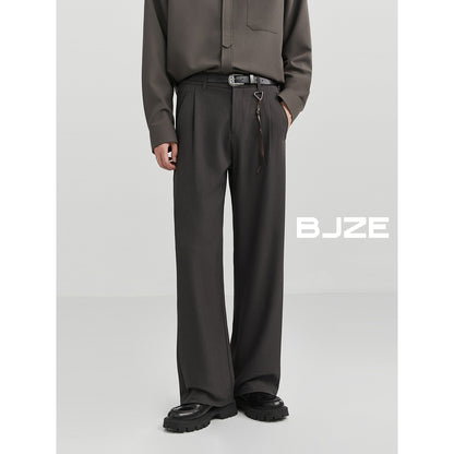 Bjze Men's Wear 24 Autumn New Arrival Fancy Woven Loose Straight Suit Pants K-style Work Clothing Casual Long Pants