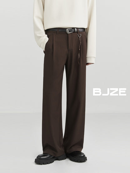 Bjze Men's Wear 24 Autumn New Arrival Fancy Woven Loose Straight Suit Pants K-style Work Clothing Casual Long Pants