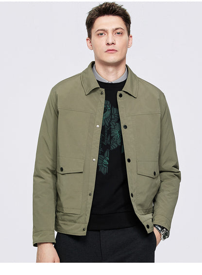 Dance with Wolf Polo Collar Jacket Men's Wear 2025 Spring New Arrival Solid Color Commute Anti-Wrinkle Windproof Casual Men's Coat