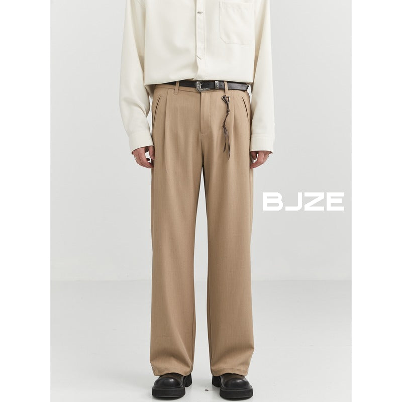 Bjze Men's Wear 24 Autumn New Arrival Fancy Woven Loose Straight Suit Pants K-style Work Clothing Casual Long Pants