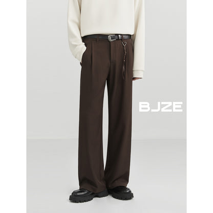 Bjze Men's Wear 24 Autumn New Arrival Fancy Woven Loose Straight Suit Pants K-style Work Clothing Casual Long Pants