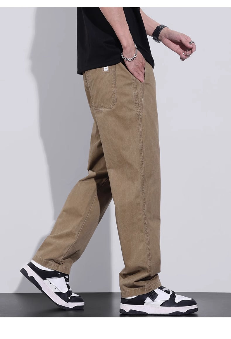 Senma Pure Cotton Loose Straight-leg Men's Spring and Autumn Casual Pants