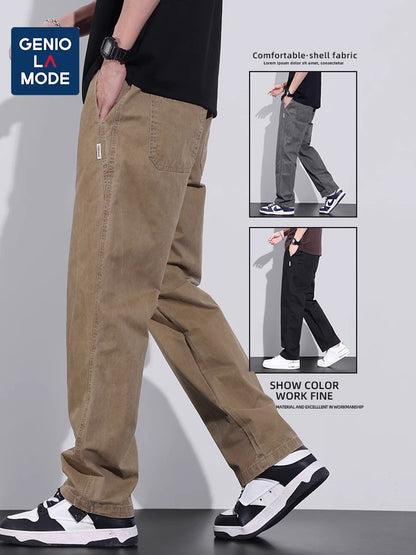 Senma Pure Cotton Loose Straight-leg Men's Spring and Autumn Casual Pants