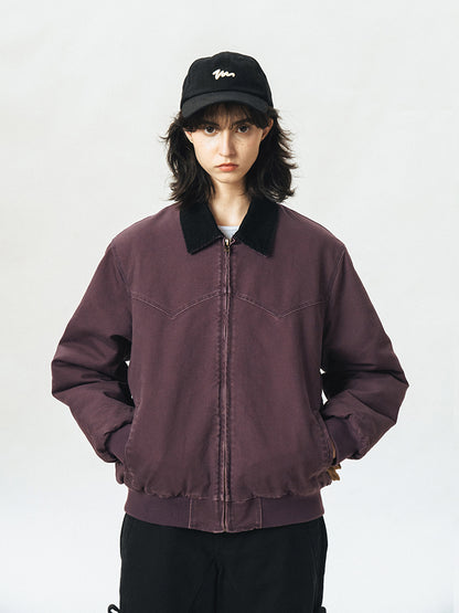 714street Fall and Winter Purple Detroit Cotton Coat