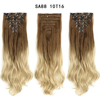 LINWAN Hair 22inch Ombre Hair Long Curly Hair Extension 16 Clips High Tempreture Synthetic Hairpiece Clip In Hair Extensions