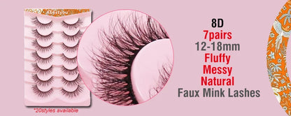 Abestyou 8mm 20Pairs Invisible Strip Soft Clear Band 3D Faux Mink Wispy Eyelash Korea High Quality Short Reusable Lashes Make-up