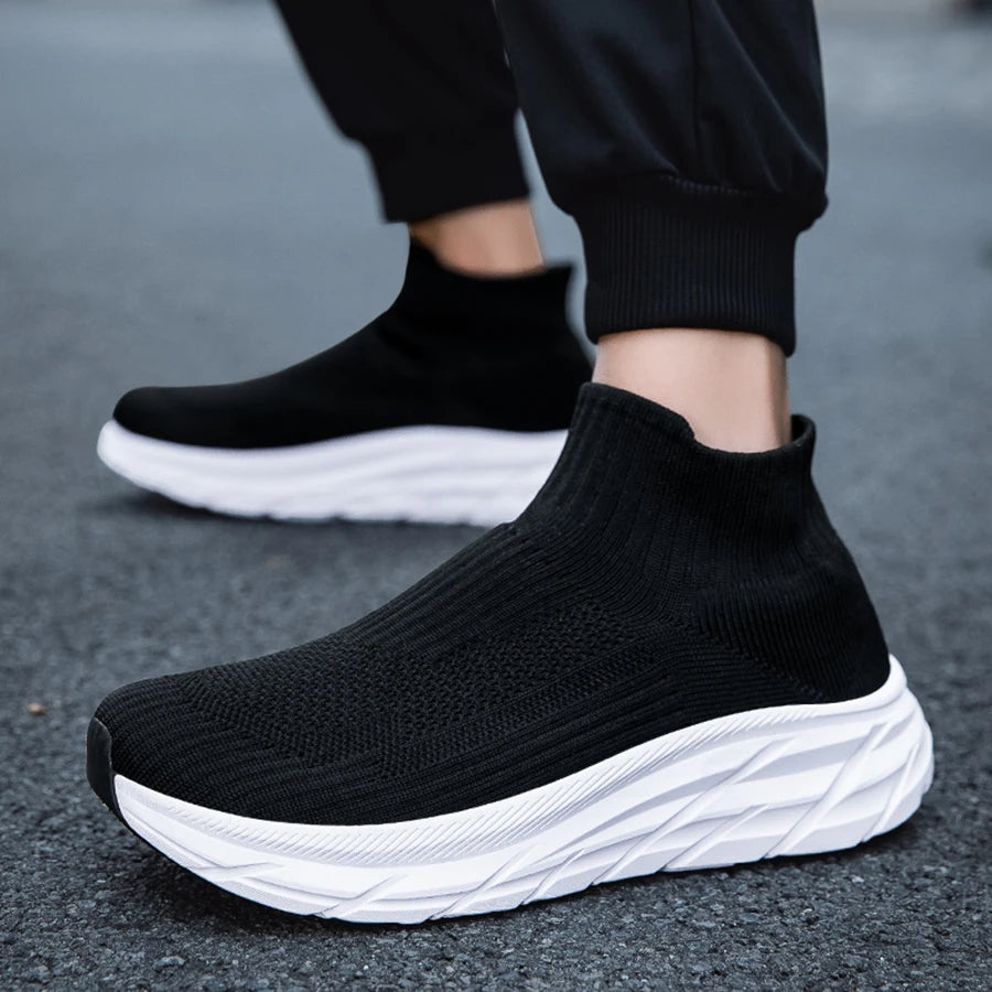 Men's Casual Sneakers Breathable Mesh Socks Shoes Fashion Sport Running Shoes Ankle Boots Slip-on Tennis Loafers For Women