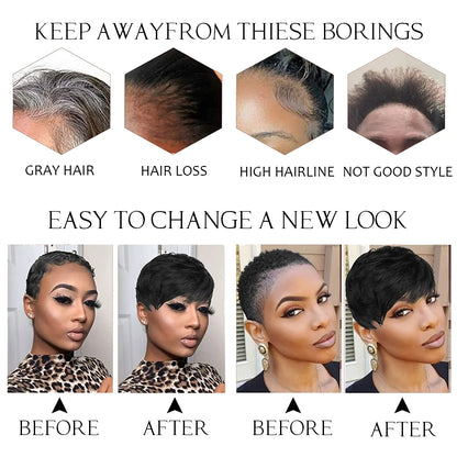 Human Hair Wigs Short Pixie Cut Wig Human Hair For Black Women Machine Made Wigs With Bangs Pixi Wig Perruque Cheveux Humain