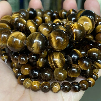 1 Strand 45pcs Natural Stone Rose Quartz Tiger Eye Black Obsidian Beads For Jewelry Making DIY Bracelet Necklace