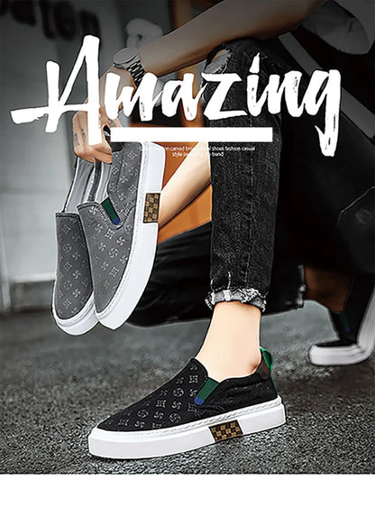 Men Casual Luxury Printing Shoes Comfortable Outdoor Shoes Thick Bottom Slip-On Shoe Trainers Skate Flats Walking Sneakers 39-44