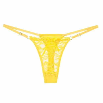 Sexy Lace Adjustable Thongs for Women Low Rise Hollow Out Briefs Female Breathable Underpants Perspective Sexy Lingerie